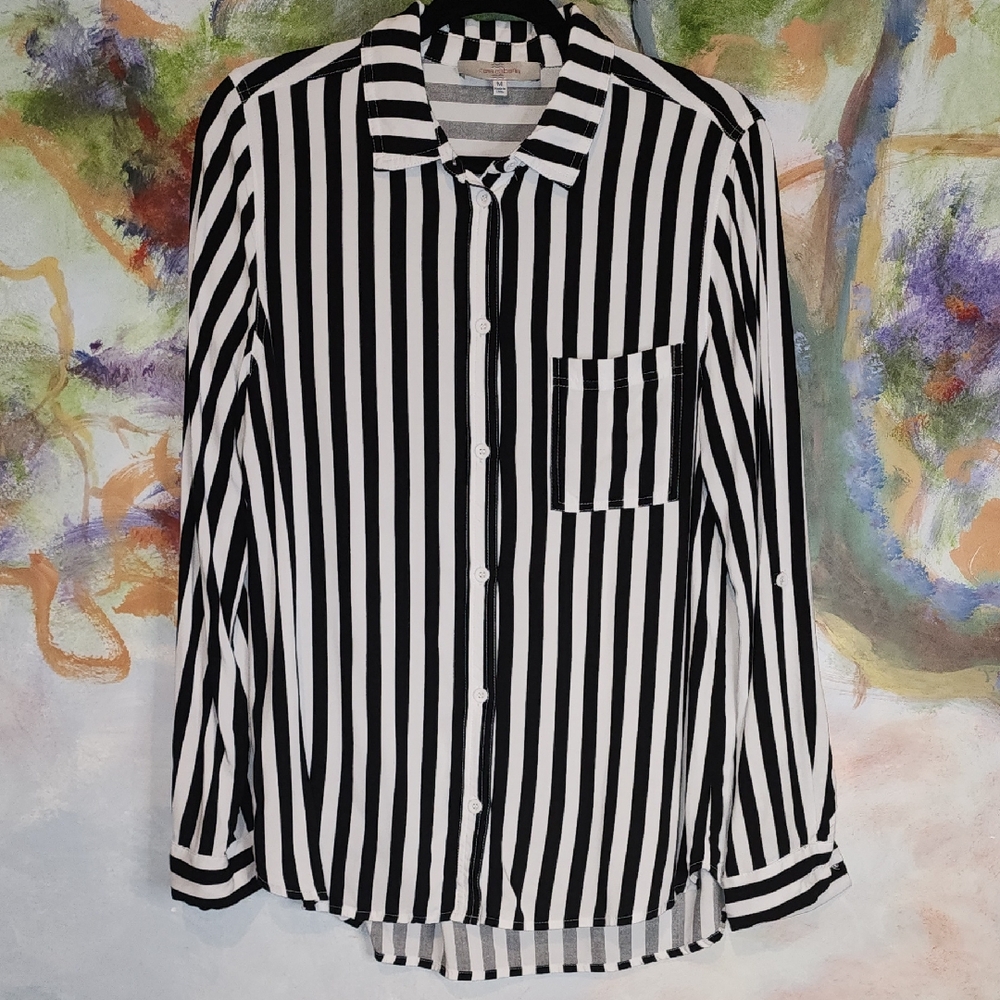 Elegant Striped Button-Up Blouse